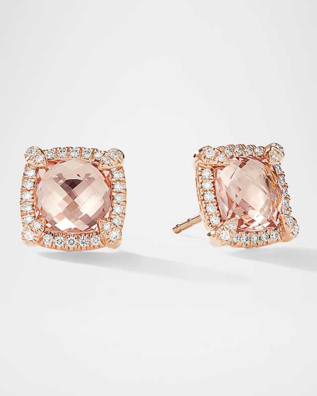Chatelaine 18k Rose Gold Morganite Stud Earrings